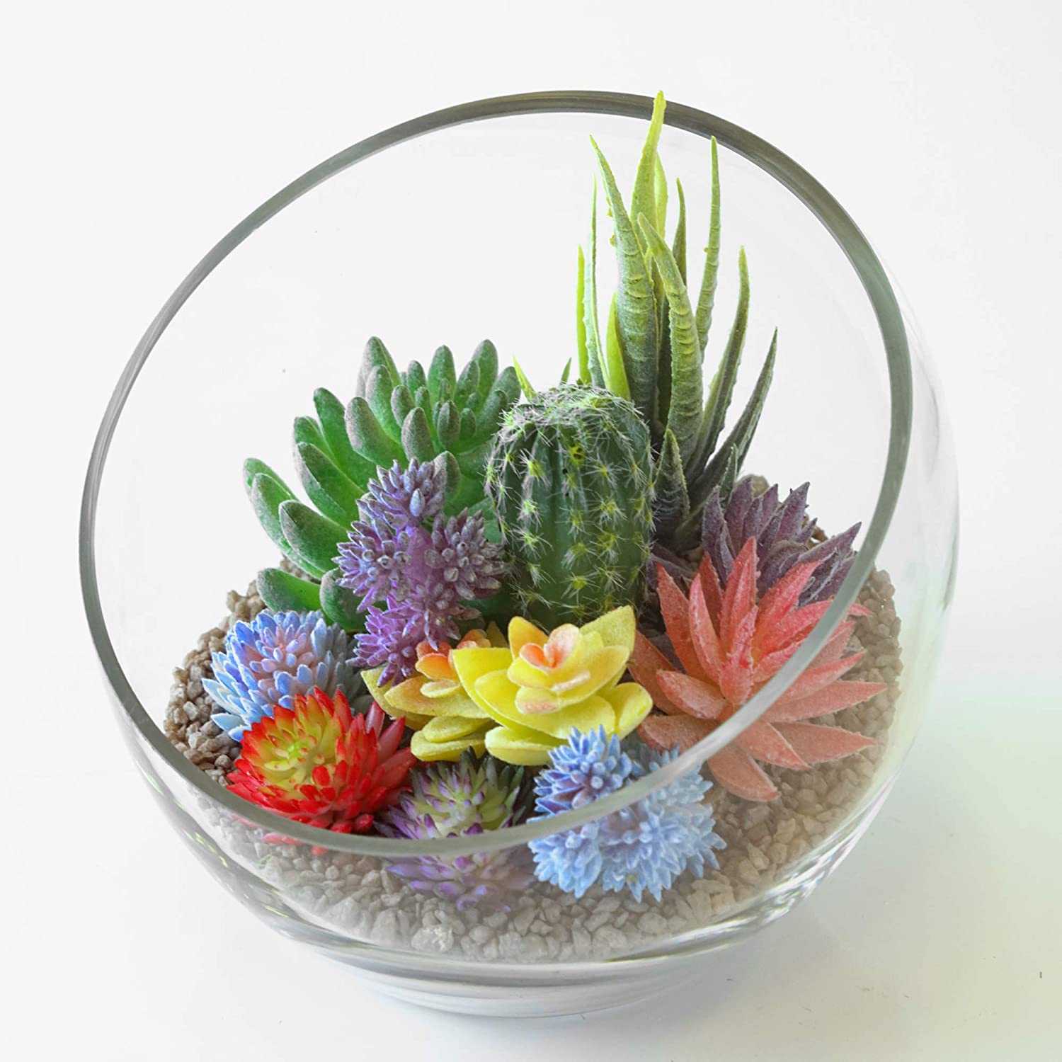 Tazón de vidrio transparente Tazón de burbujas de corte inclinado de vidrio para frutas y verduras06