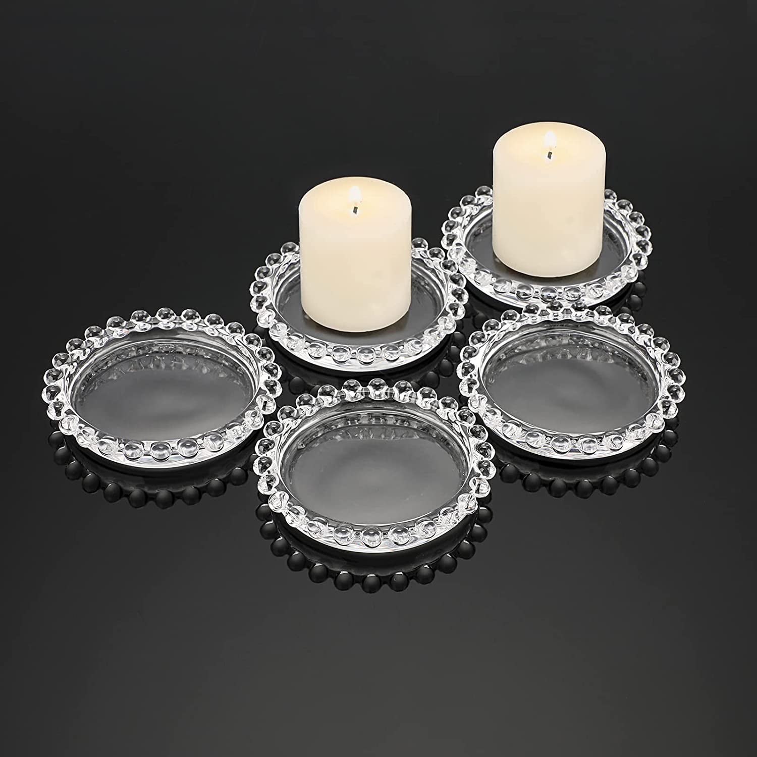 Clear Glass Candle Plates 3 Inch Transparent Glass Candle Coaster Holder Small Round Candle Trays04