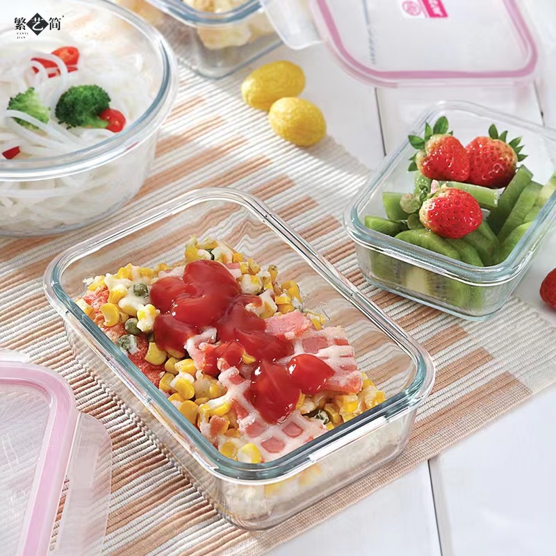 Clear Storage Containers Food Box With Lid Soda-lime glass Bowl04