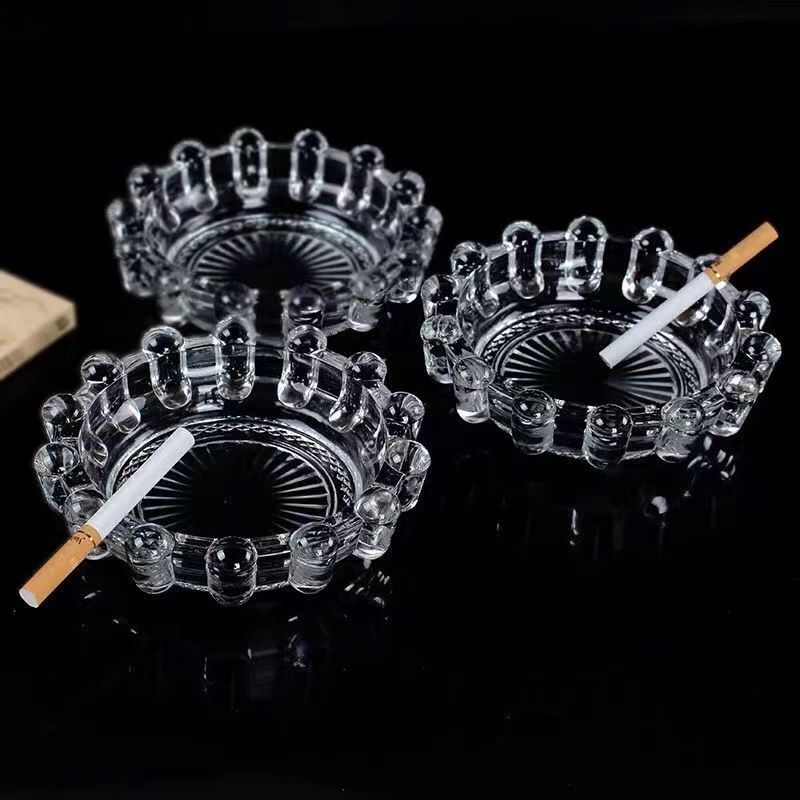 Ritenga Karahe Ashtray Wholesale High Quality Crystal Smoking Roundness Material Glass Ashtrays02