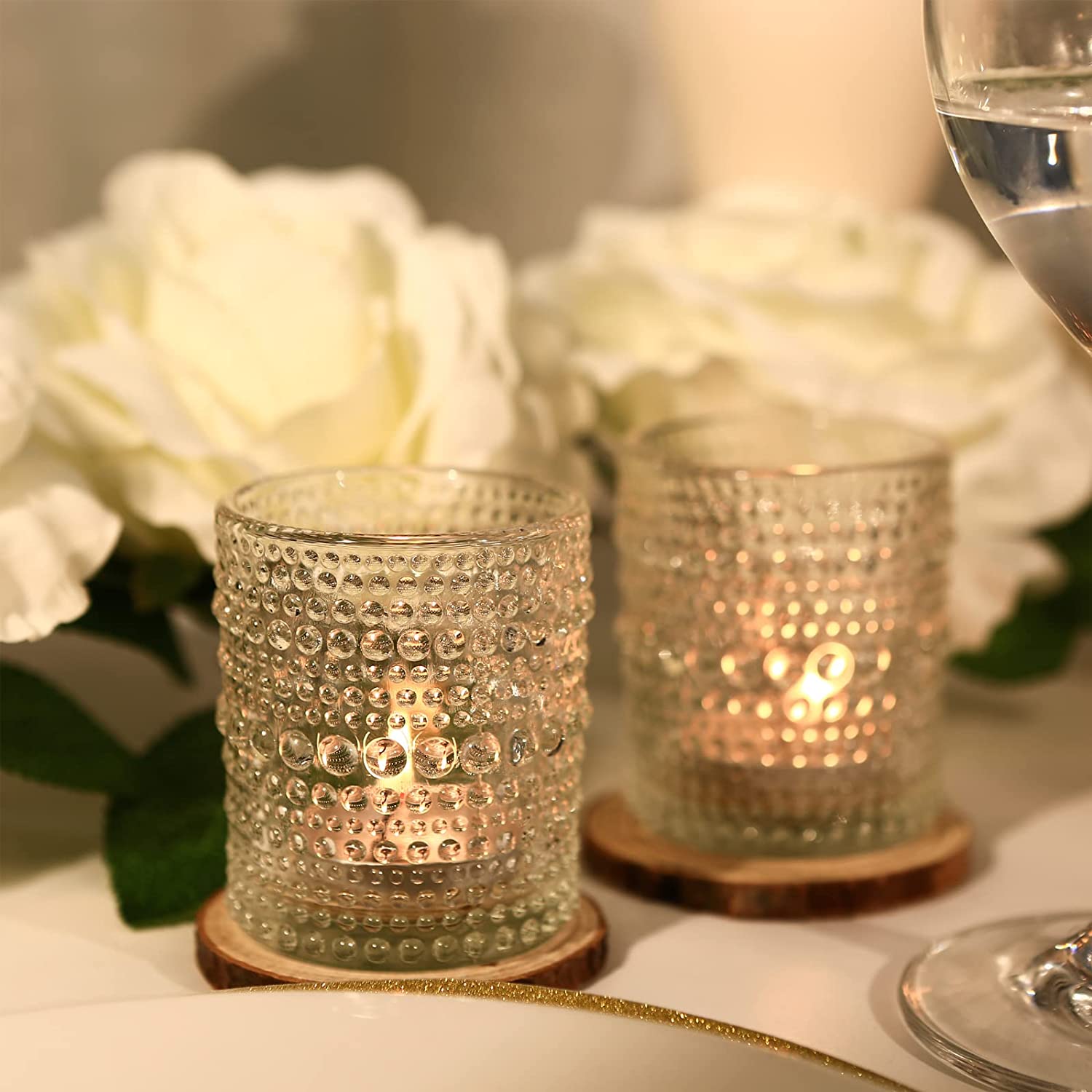 Passen Sie Kerzenhalter für Teelichter aus klarem Glas, leere Zylinder, runde Gläser an