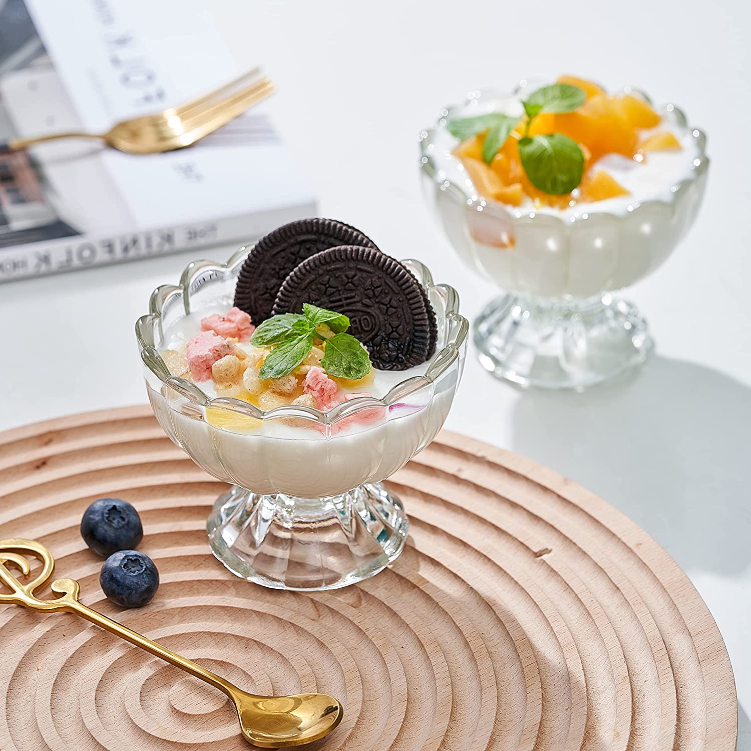 Slatke prozirne staklene zdjelice za desert Staklena zdjela za sladoled za sladoled i voće06