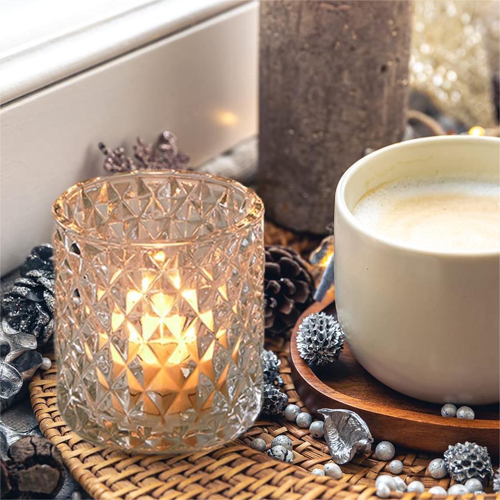 Valec Číry sklenený svietnik na čajovú sviečku s reliéfnym klincom05