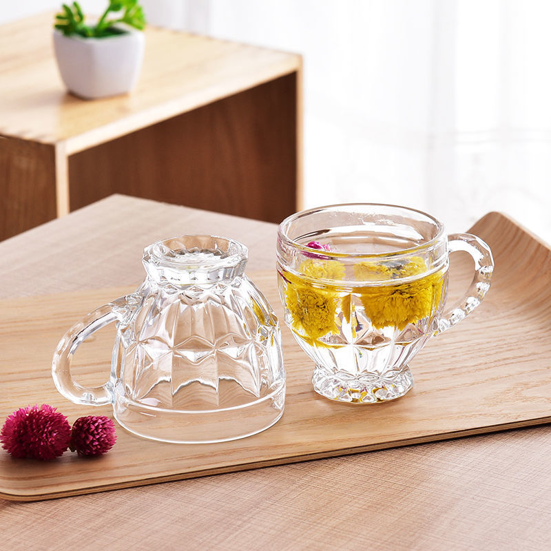 የተቀረጹ Dimpled Glass Cups with Handle01