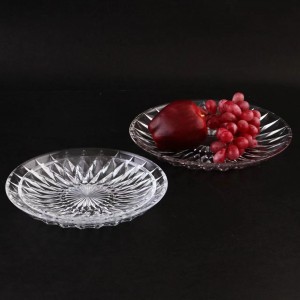 High Quality European Transparent Glassware Plate Dish Circular Glass Food Plate04