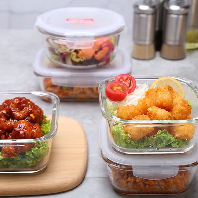 Hoge kwaliteit heldere vierkante glazen kom voedselopslagcontainers voor food04