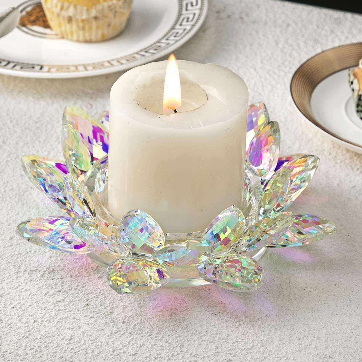 Hot Sale Empty Glass Premium Lotus flower Candle Cup Clear Glass Tealight Candle Holders For Candle Wax02