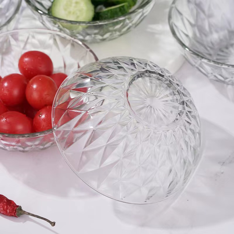 Japansk stil sirkulær isfjell glassbolle gjennomsiktig salat fruktsuppeskål04