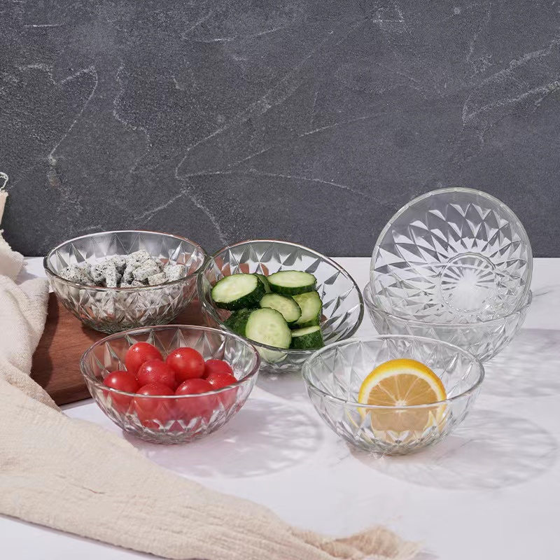 Japanese Style Circular Iceberg Glass Bowl Transparent Salad Fruit Soup Bowl05