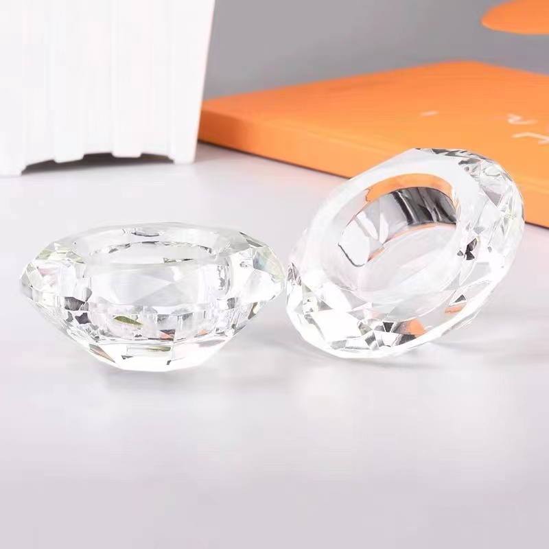 Luxusné priehľadné prázdne sklenené krištáľové svietniky Diamond Shape 01