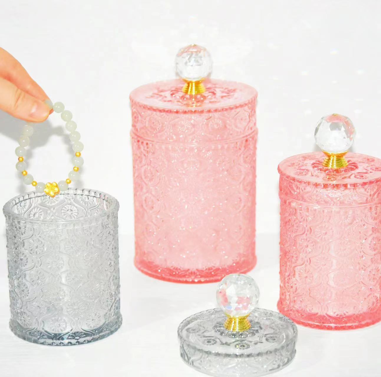 Luksusowy szklany słoik na świecę lub szklany słoik z pokrywkami do sprzedaży hurtowej01
