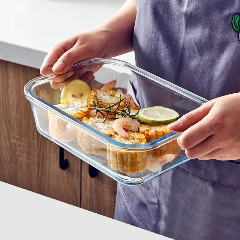 Minimalist Style Rectangle Glass Food Container Food Storage Box02