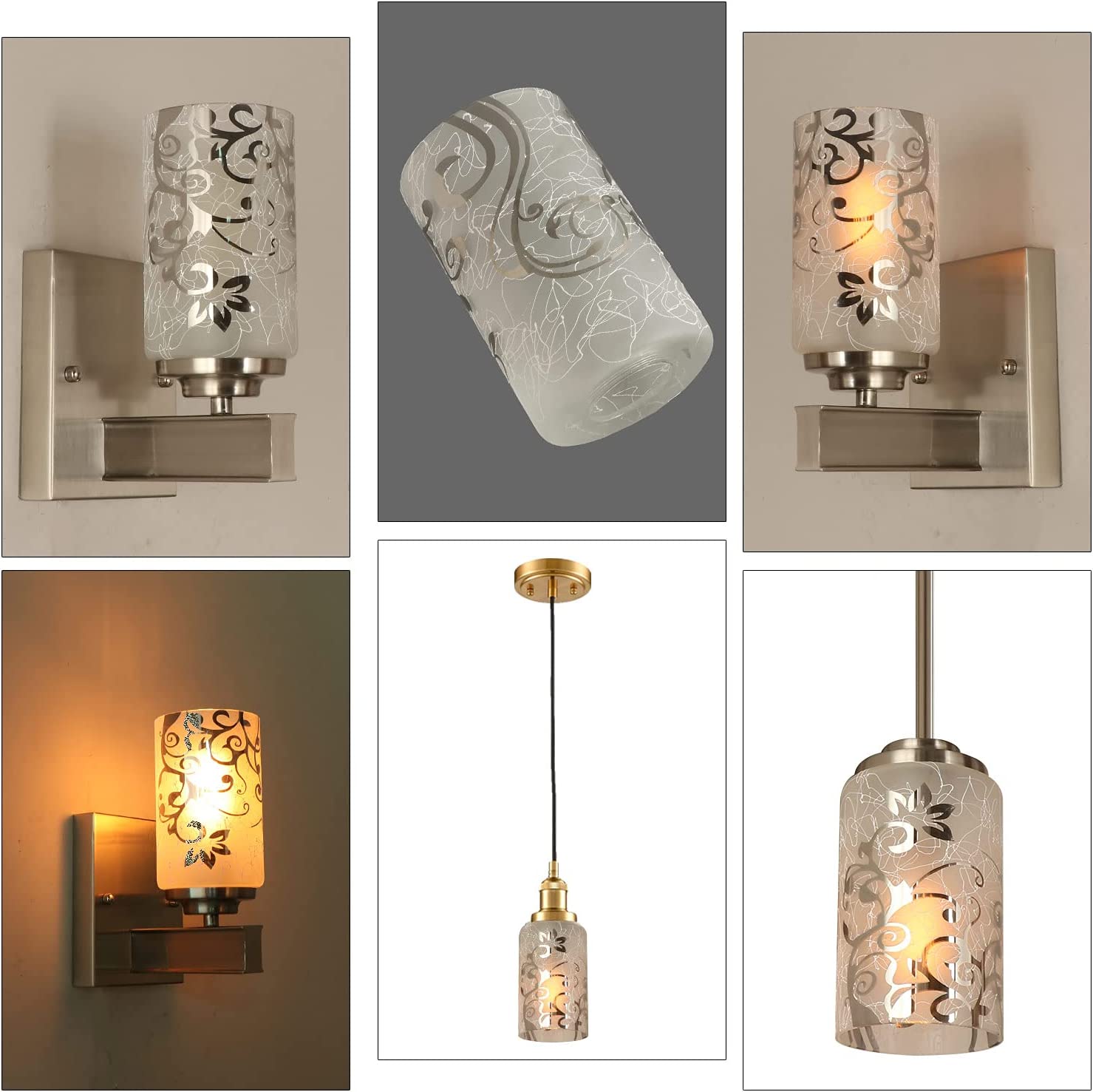 Opal hvit sylindrisk anheng glass lampe deksel07