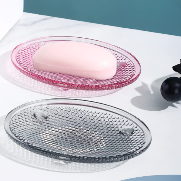 Round Glass Soap Dish Bar Soap Sponge Holder para sa Bathroom Shower Countertop04