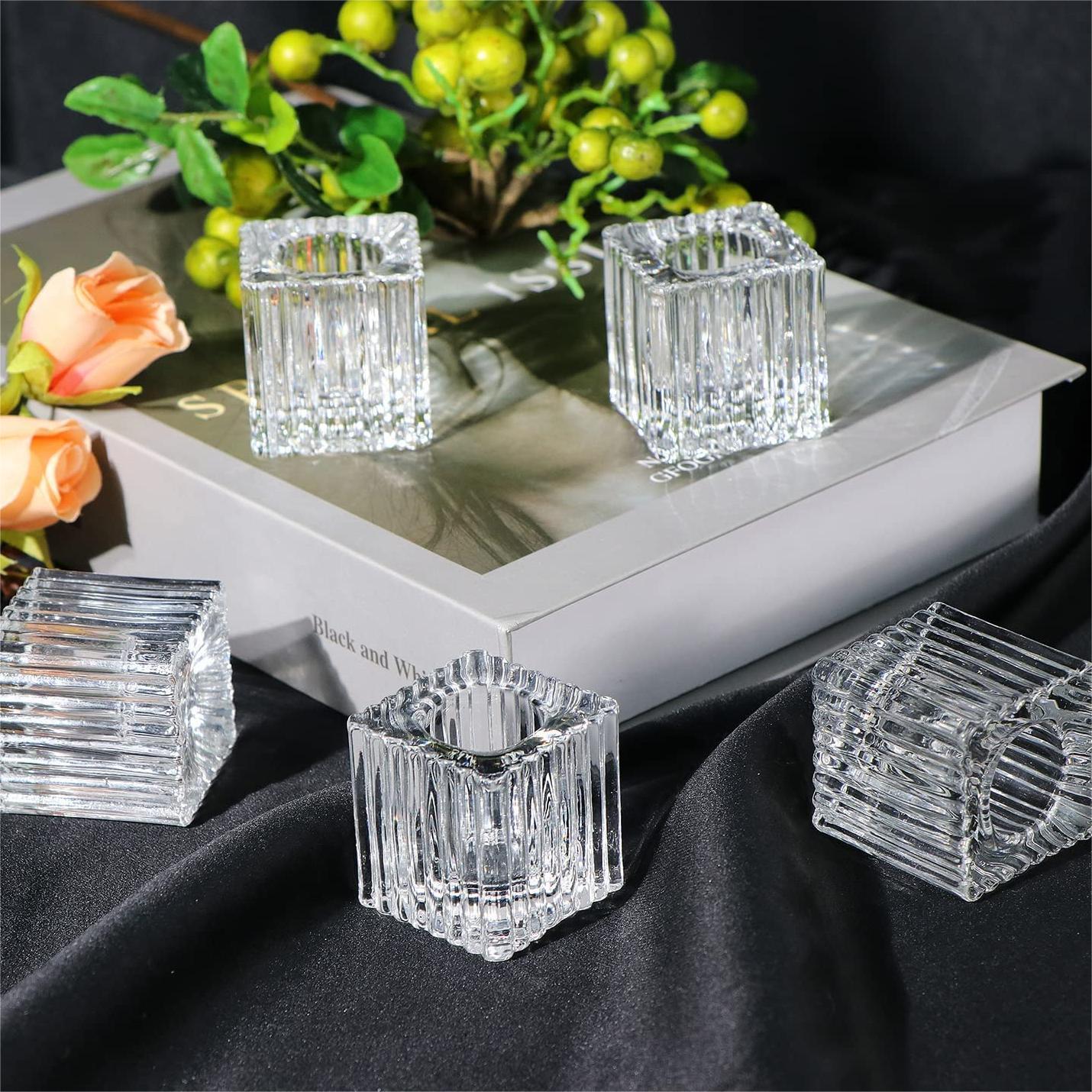 Small Glass Candlestick Taper Candle Holders06