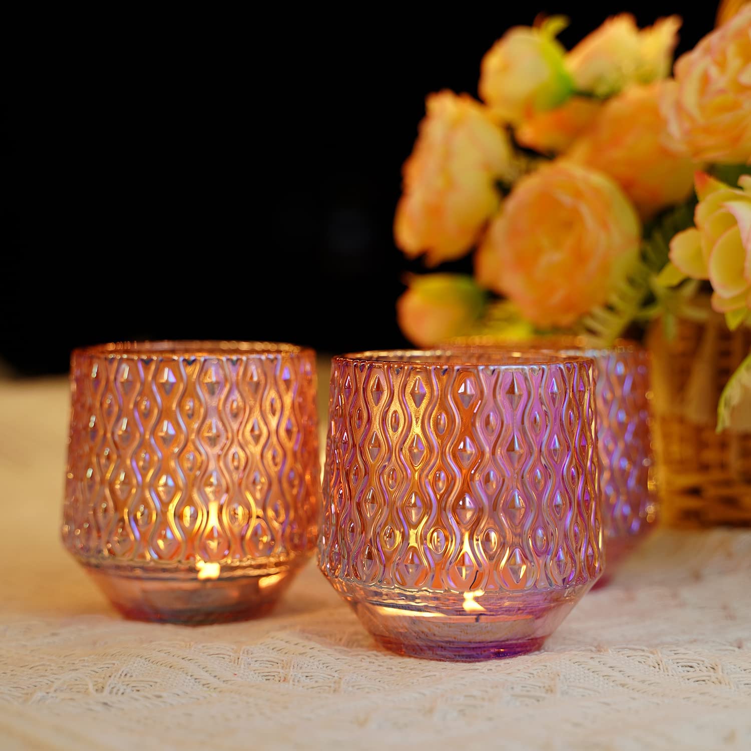 Luxuriöser runder Zylinder-Sonnenblumen-Kristallglas-Kerzenständer05