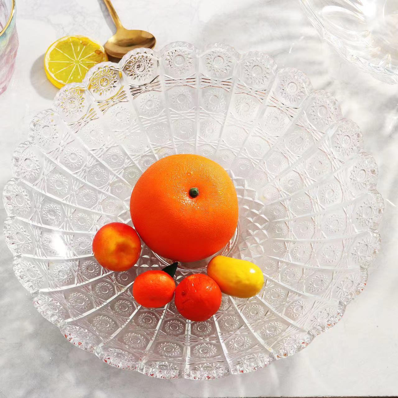 Wholesale Cutlery Salad French Fries Dessert Waffle Egg Waffle Clear Ceramic Bowl Glass Dish03